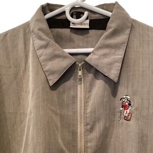 SALE GOLF Goofy Disney Men's Windbreaker Jacket Brown Checkered Vintage - 2XL